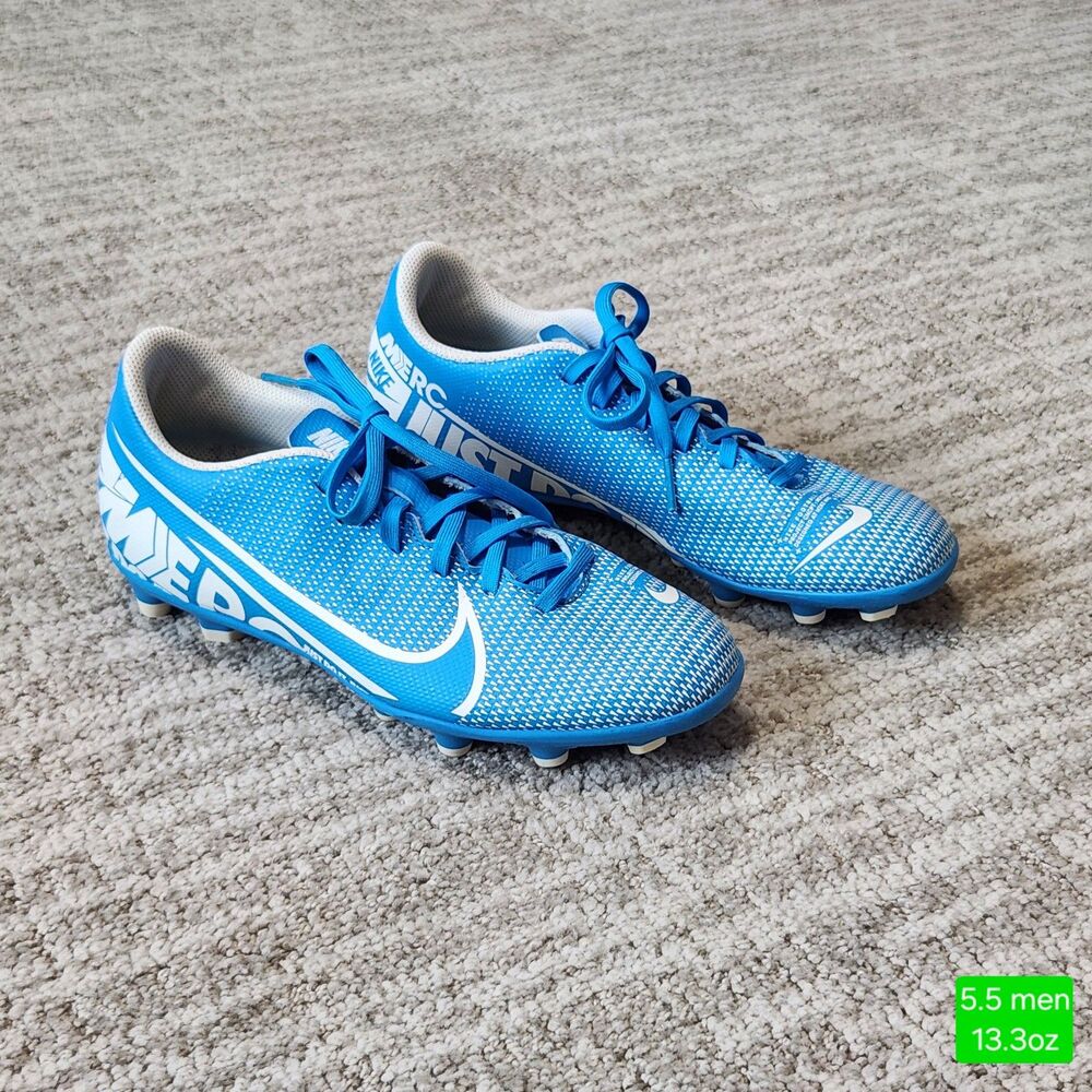 Nike Mercurial Vapor 13 Club Soccer Cleats Blue White size 5.5 Style AT7968-414